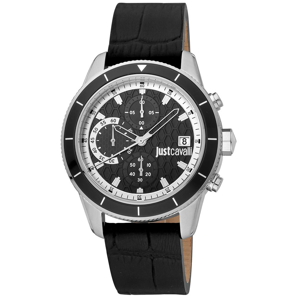 Black Leather Sport Watch