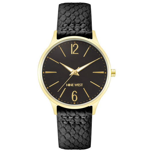 Black Leather Dress Watch
