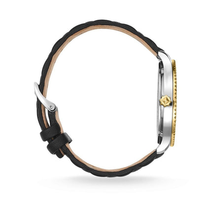 Black Leather Dress Watch