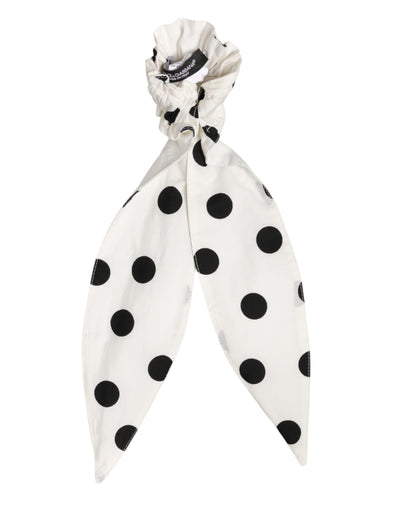 Scrunchie White Cotton Polka Dot Scarf Tie Accessory Hair
