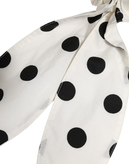 Scrunchie White Cotton Polka Dot Scarf Tie Accessory Hair