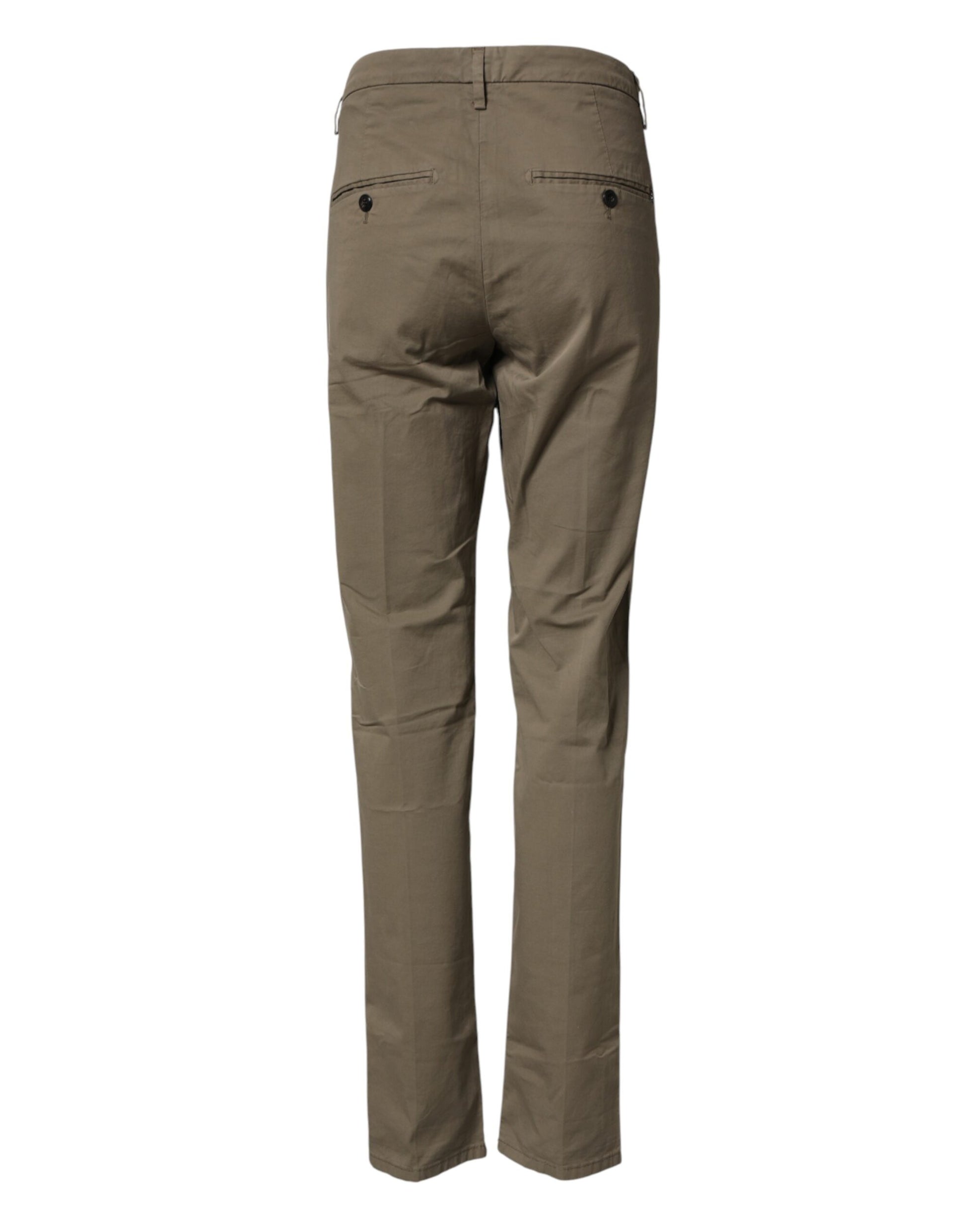 Beige Cotton Stretch Straight Chino Men Trouser Pants