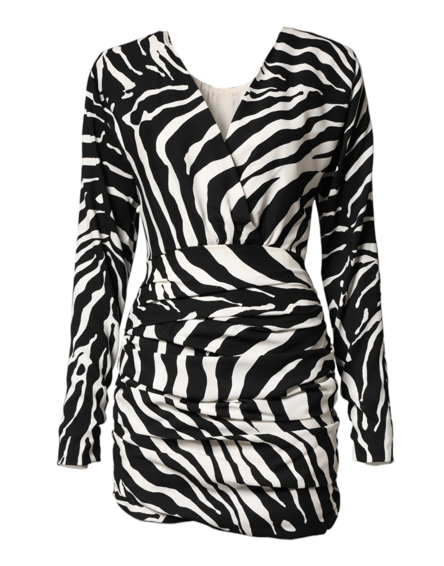 Black White Zebra Silk Sheath Mini Dress