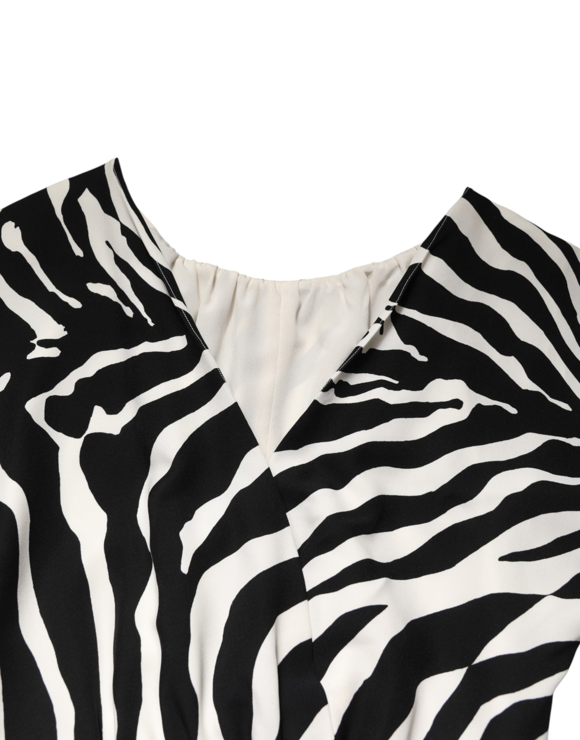 Black White Zebra Silk Sheath Mini Dress