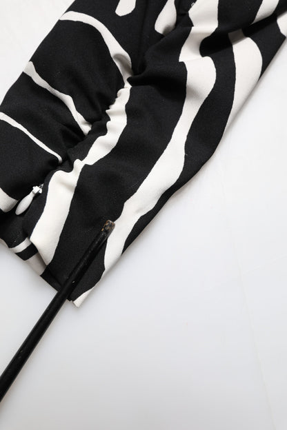 Black White Zebra Silk Sheath Mini Dress