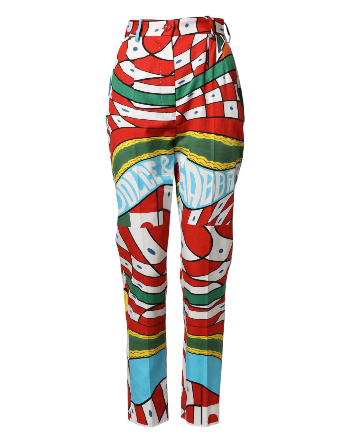 Multicolor Geometric Pattern Straight Pants