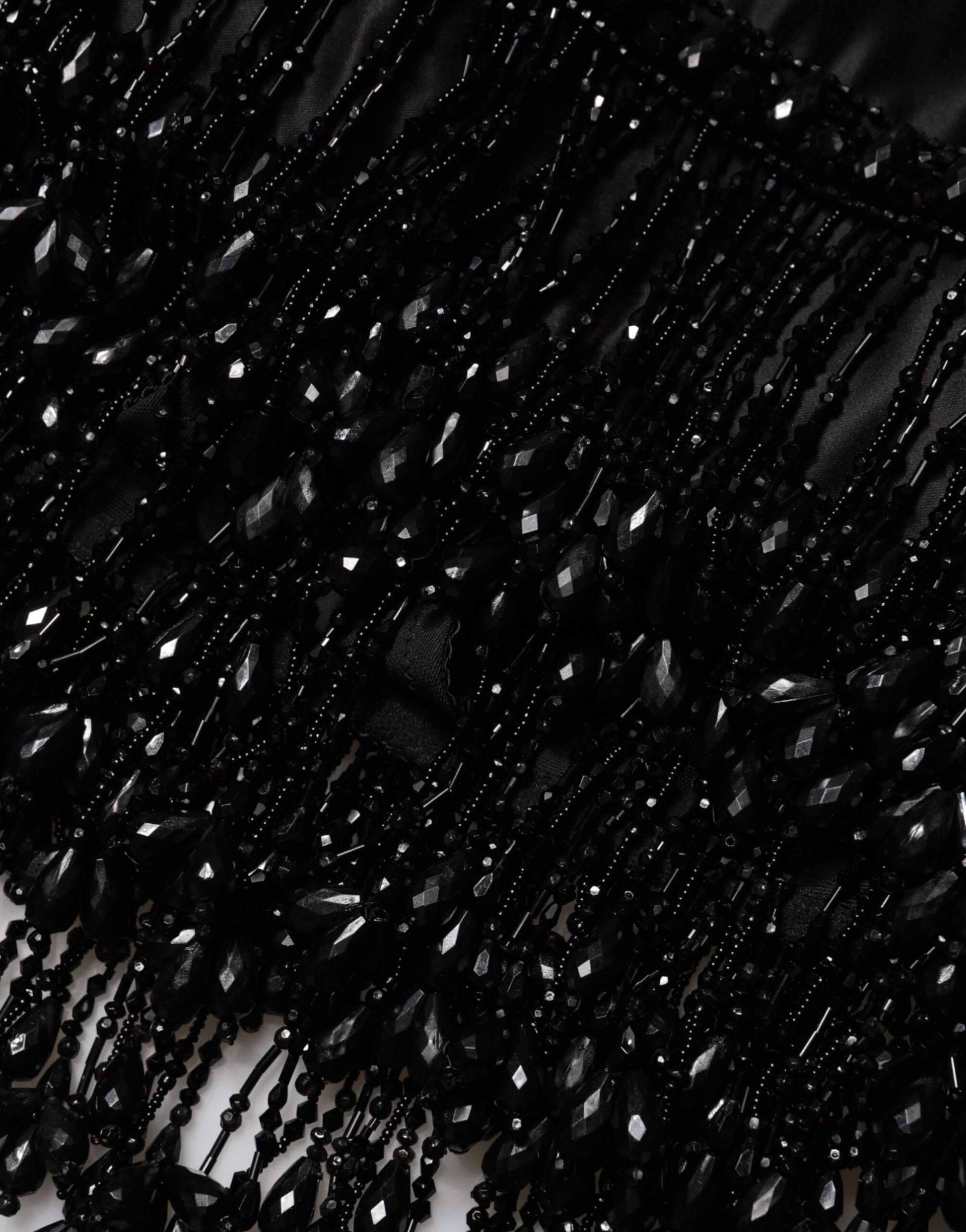 Black Nylon Embellished Lace Mini Skirt