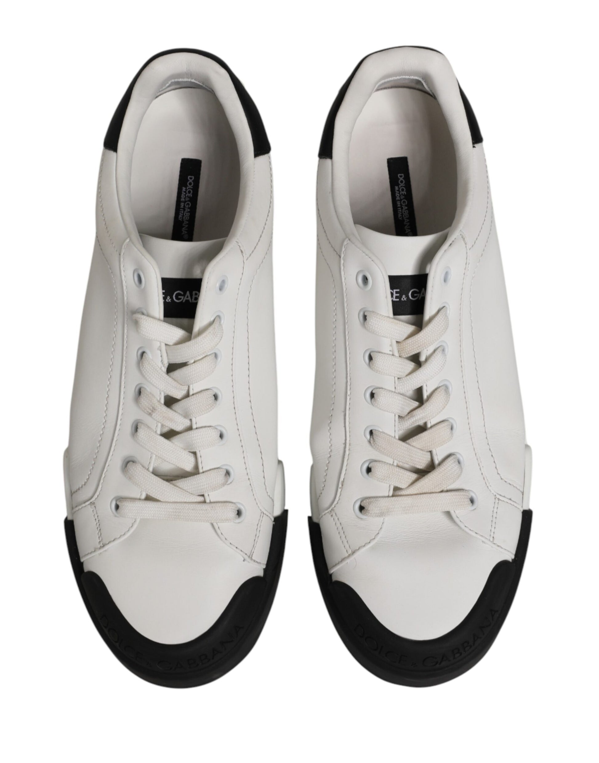 Black White Leather Low Top Sneakers Shoes
