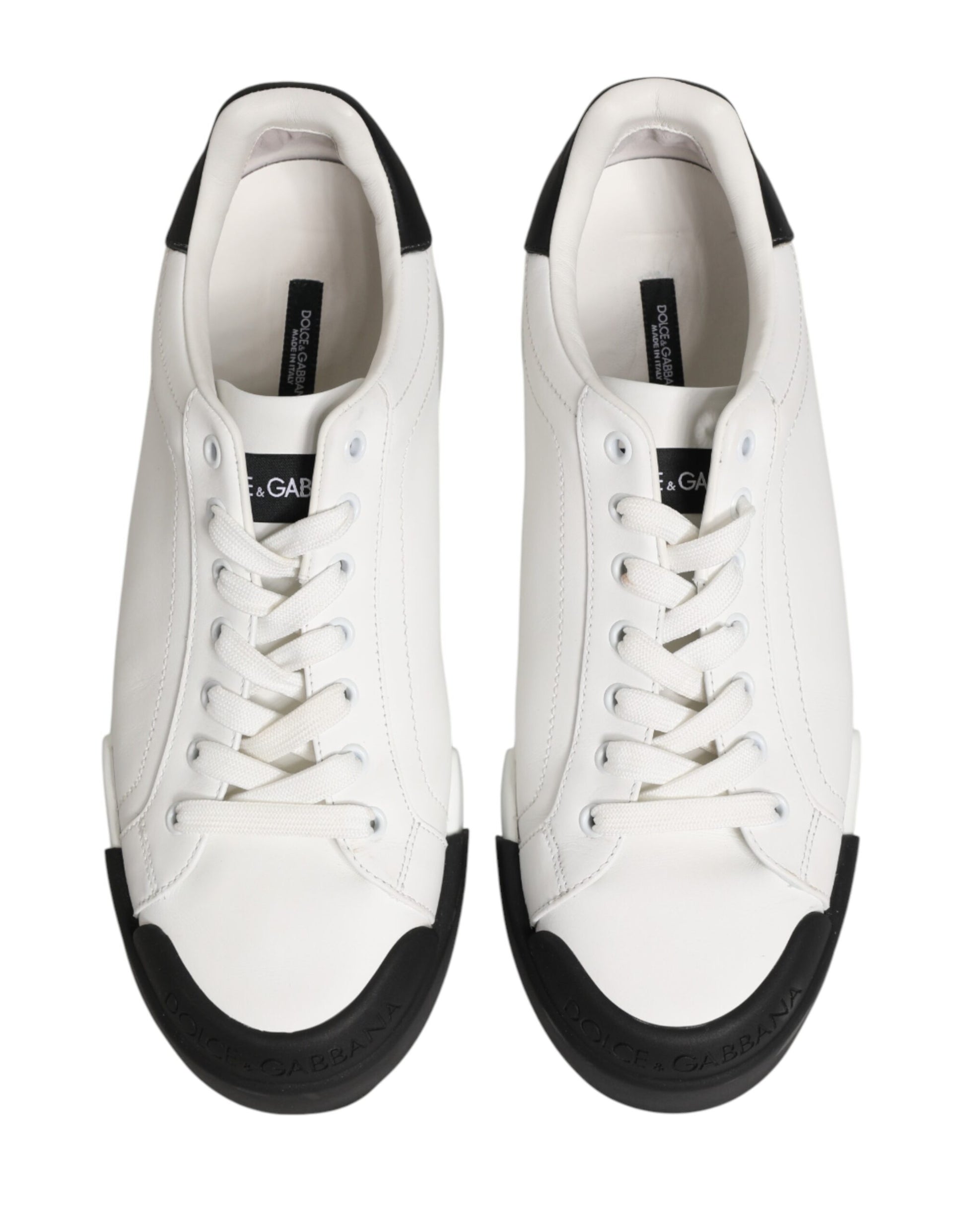 Black White Leather Low Top Sneakers Shoes