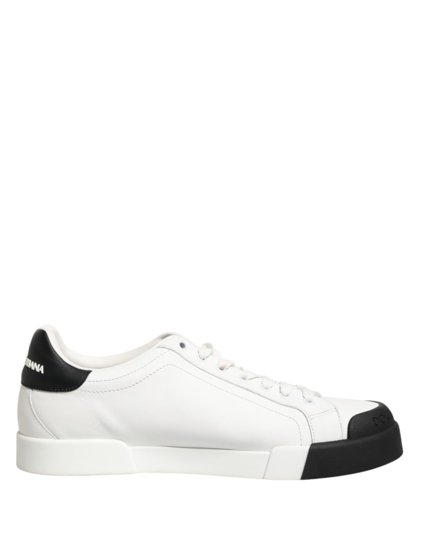 Black White Leather Low Top Sneakers Shoes