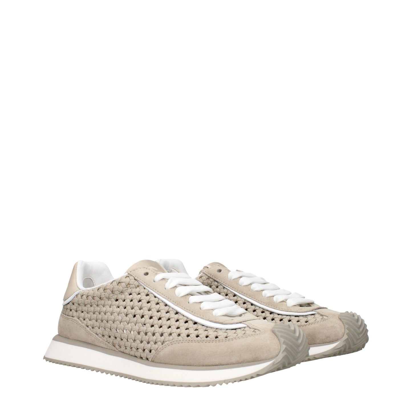 Beige Fabric Low Top Sneakers