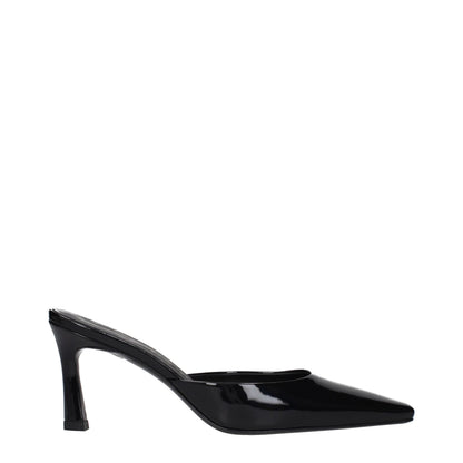 Black Leather Flat Sandals