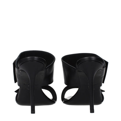 Black Leather Stiletto Heel Sandals