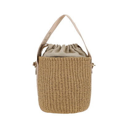 Beige Raffia Backet Bag
