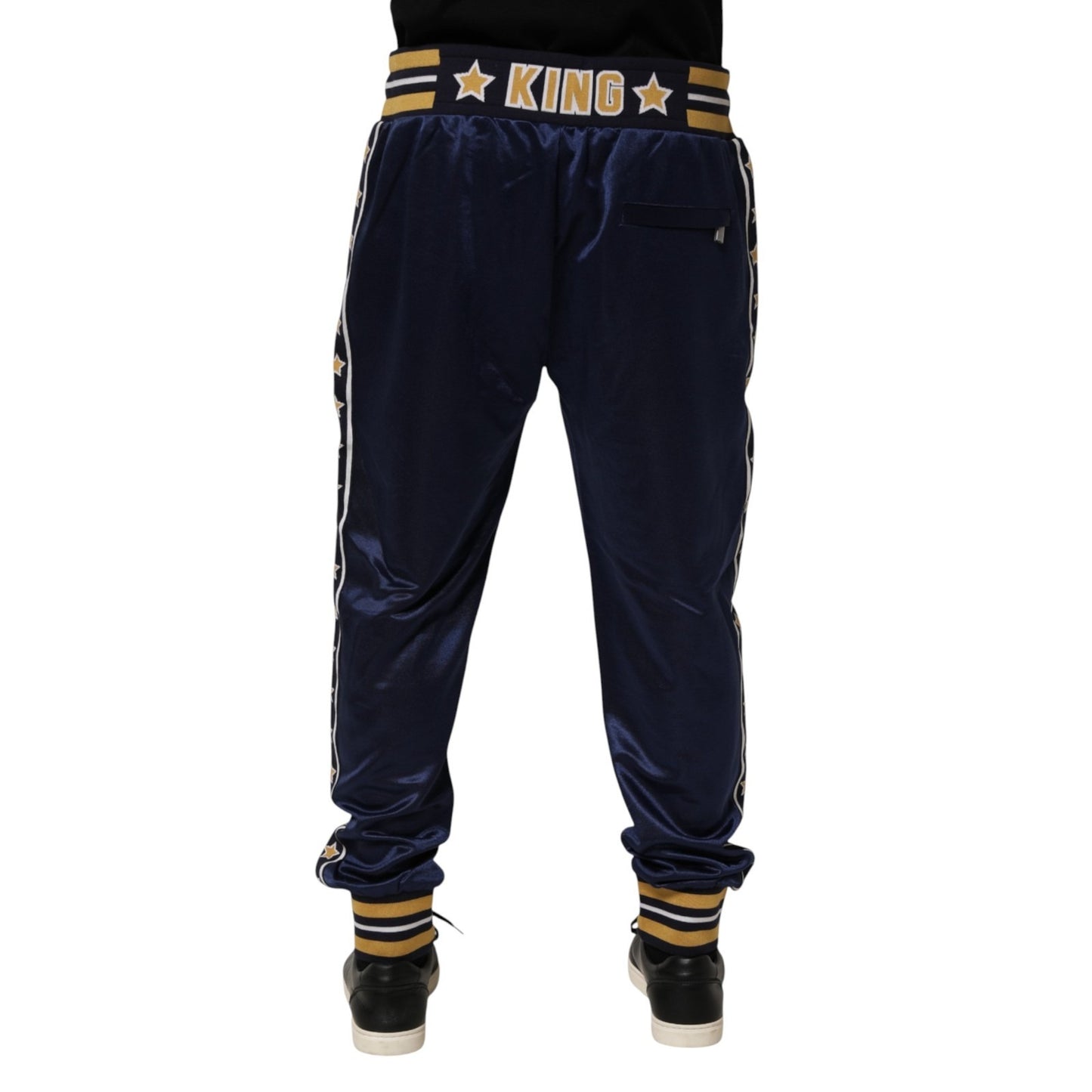 Blue Nylon Jogger Mid Waist Trouser Pants