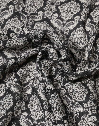Black White Damask Patterned Lace Men Scarf