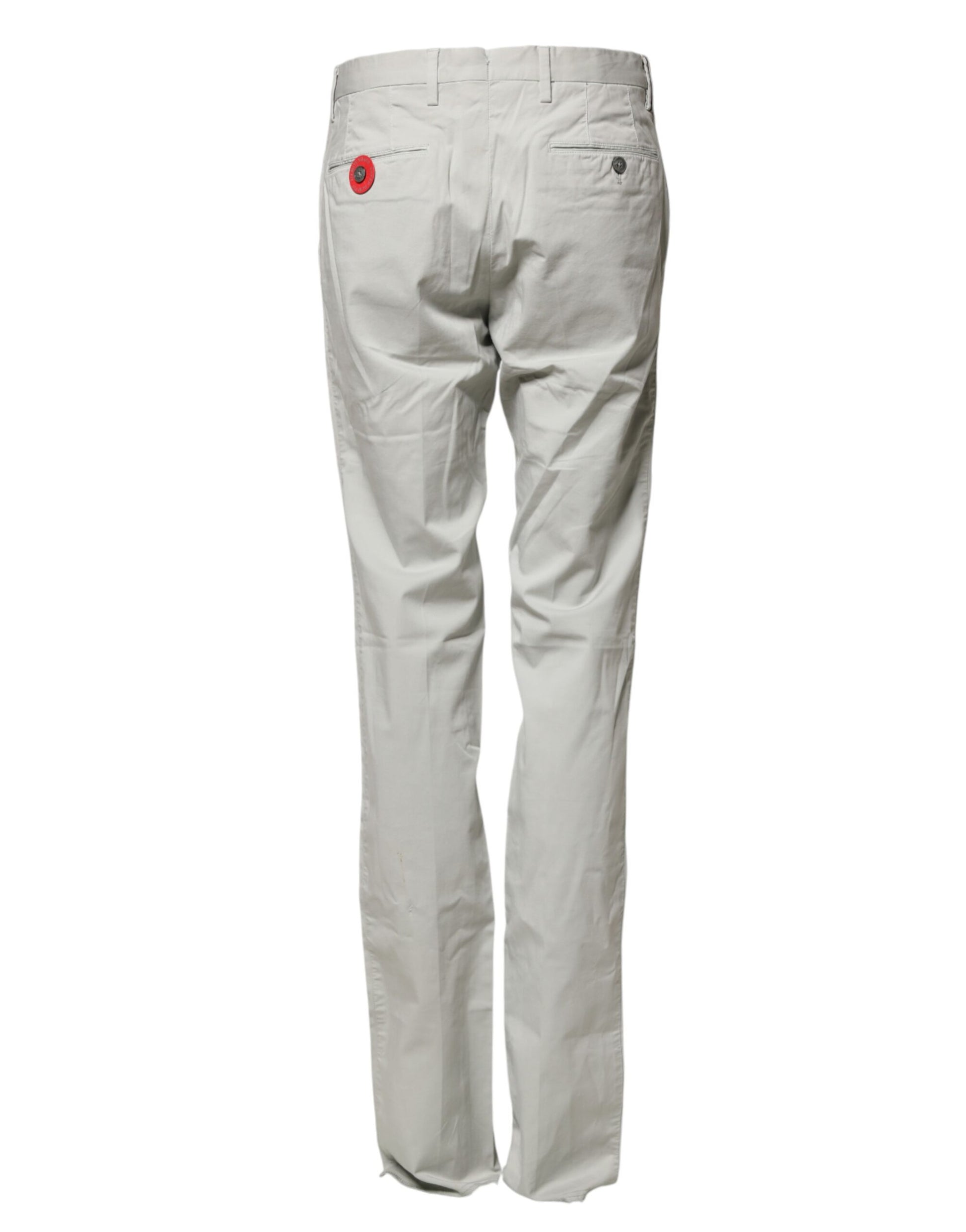 Light Gray Mid Waist Men Straight Chino Trouser Pants