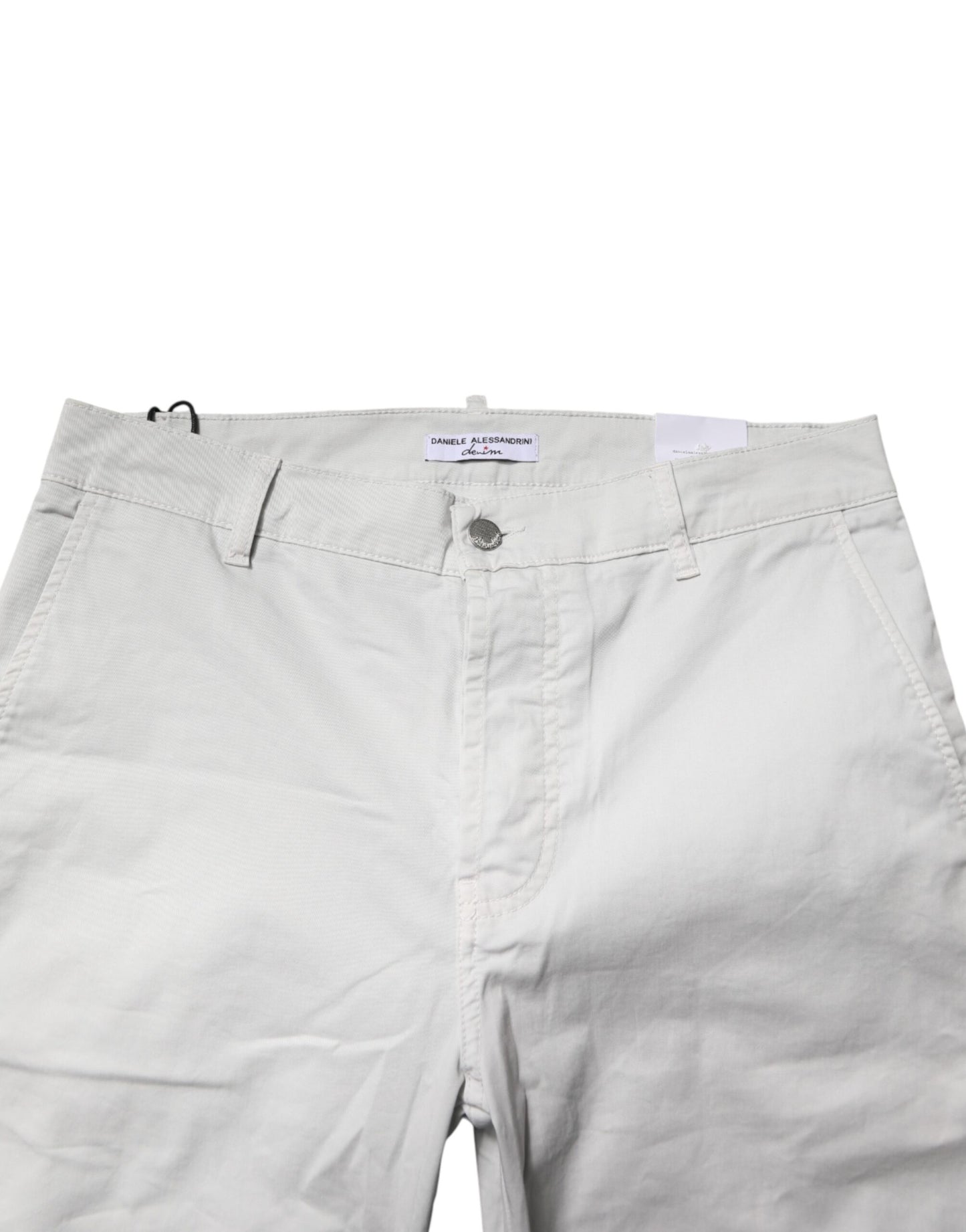White Cotton Mid Waist Skinny Men Denim Jeans
