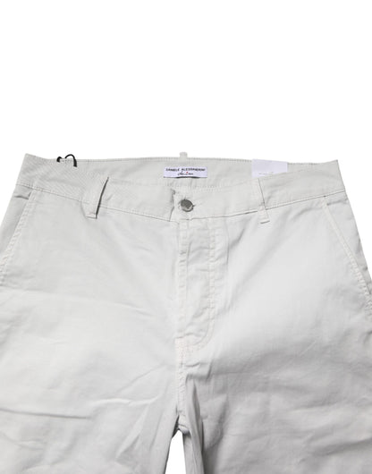 White Cotton Mid Waist Skinny Men Denim Jeans