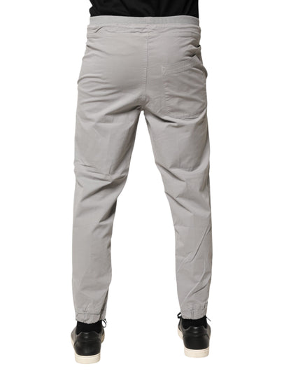 Light Gray Cotton Mid Waist Skinny Men Jogger Trouser Pants