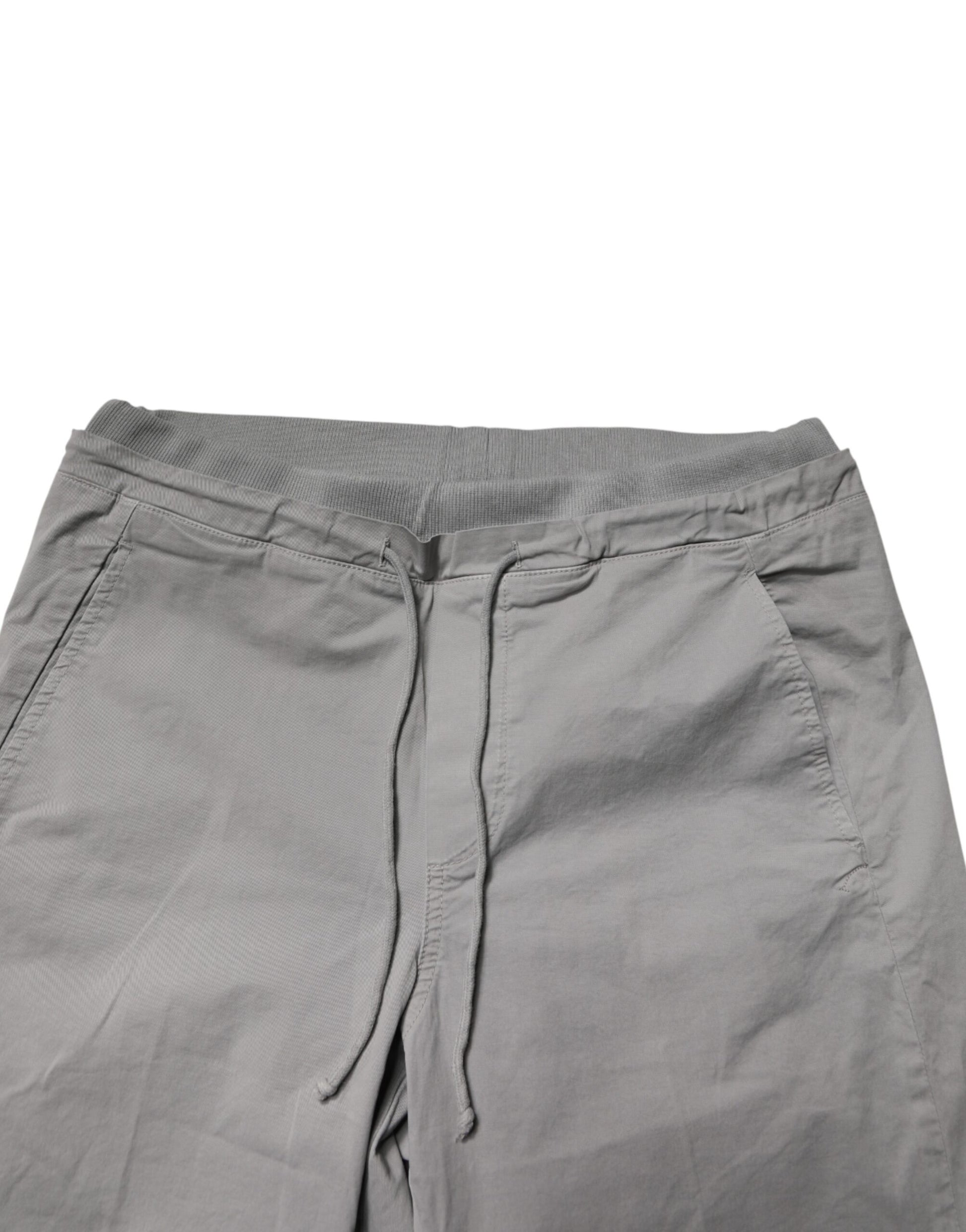 Light Gray Cotton Mid Waist Skinny Men Jogger Trouser Pants