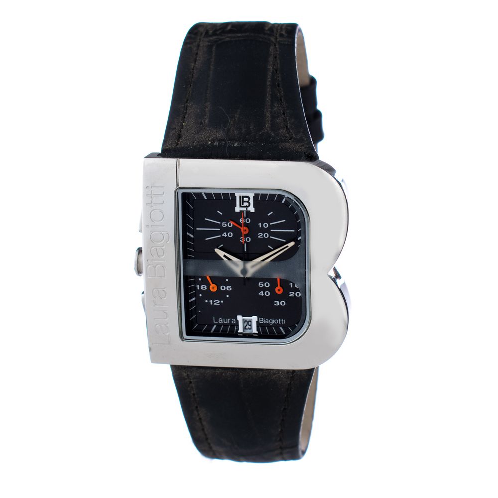 Black Leather Dress Watch
