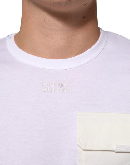 White Cotton Pocket Short Sleeves T-shirt