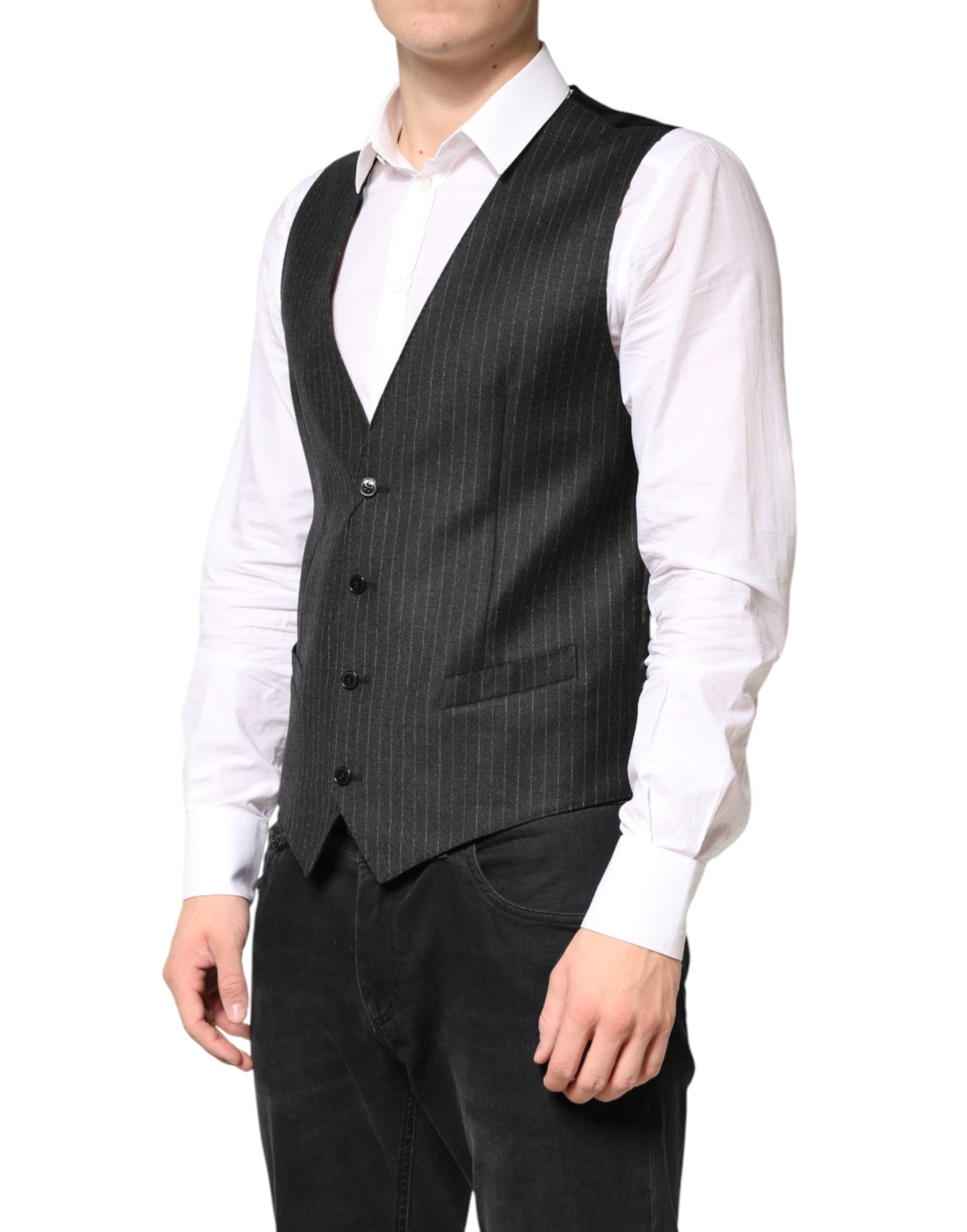 Black Stripes Wool Dress Men Waistcoat Vest