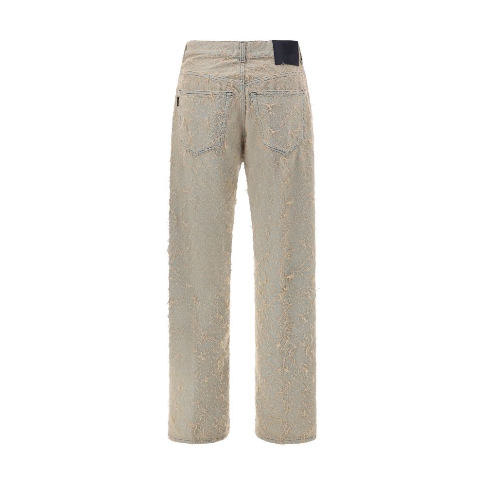 Blue Cotton Straight-Leg Jeans