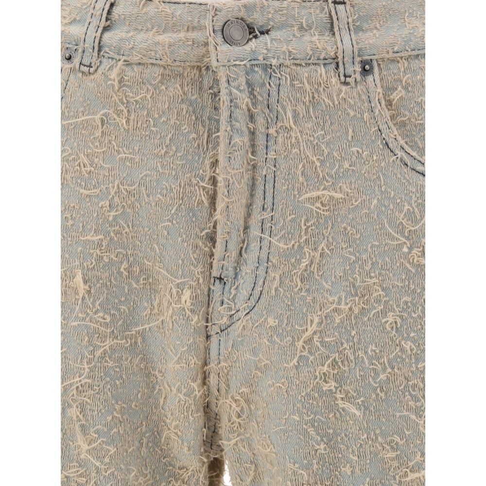 Blue Cotton Straight-Leg Jeans