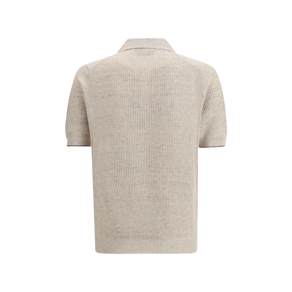 Beige Cotton Polo Shirt
