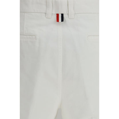 White Polyester Bermuda Shorts