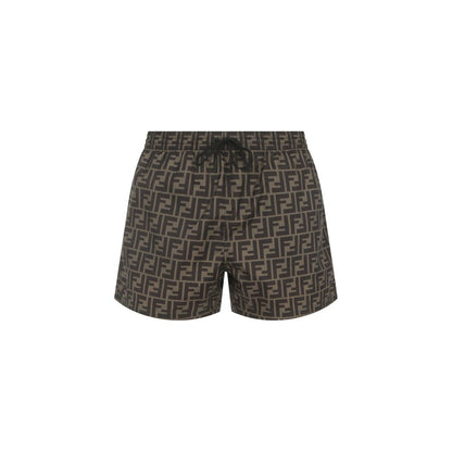 Brown Polyester Swim Shorts