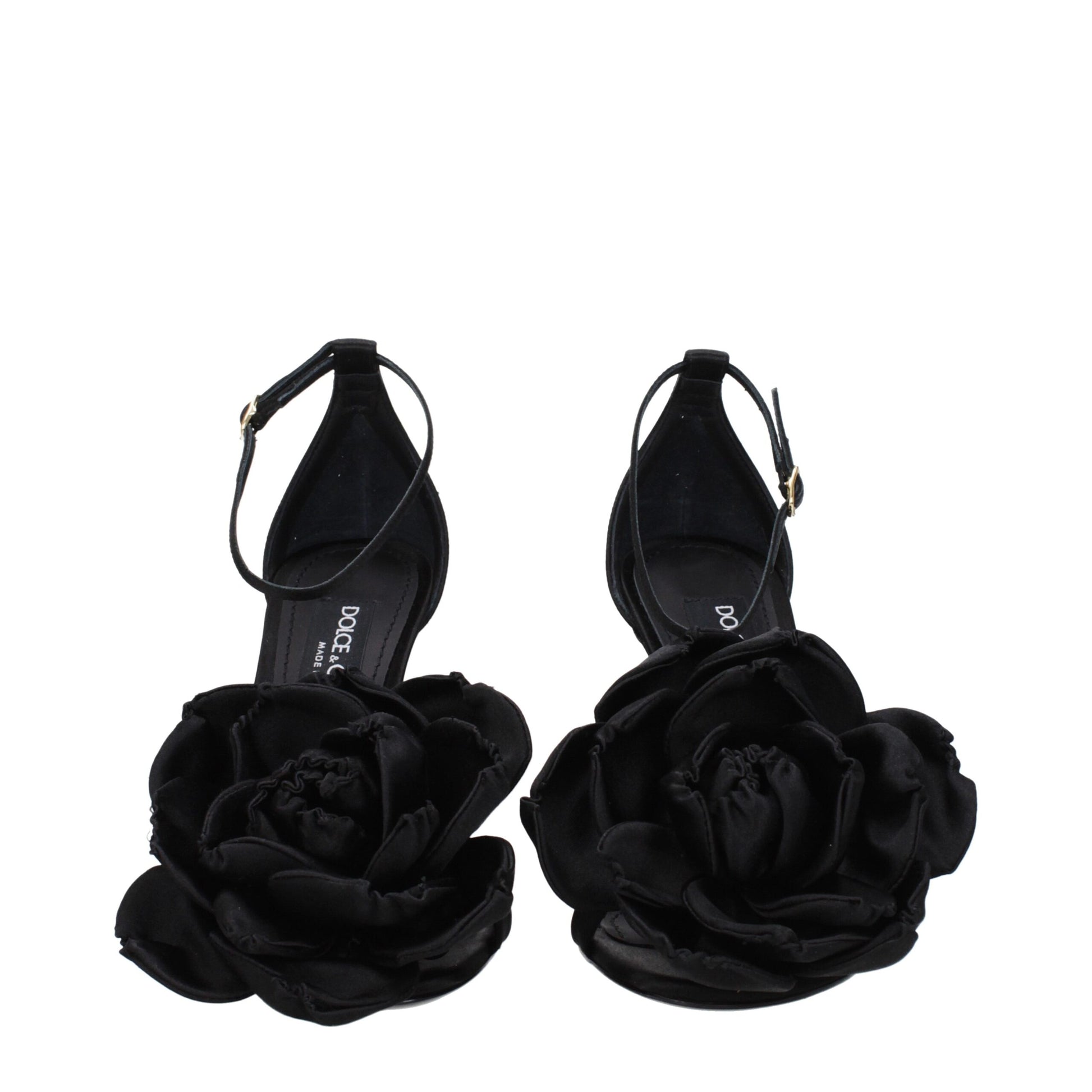 Black Satin Stiletto Heel Sandals