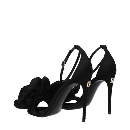 Black Satin Stiletto Heel Sandals