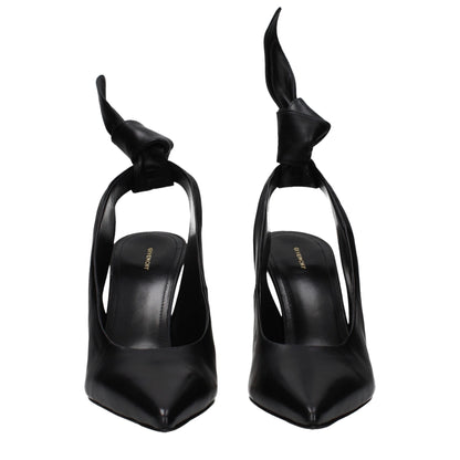 Black Leather High Heel Pumps