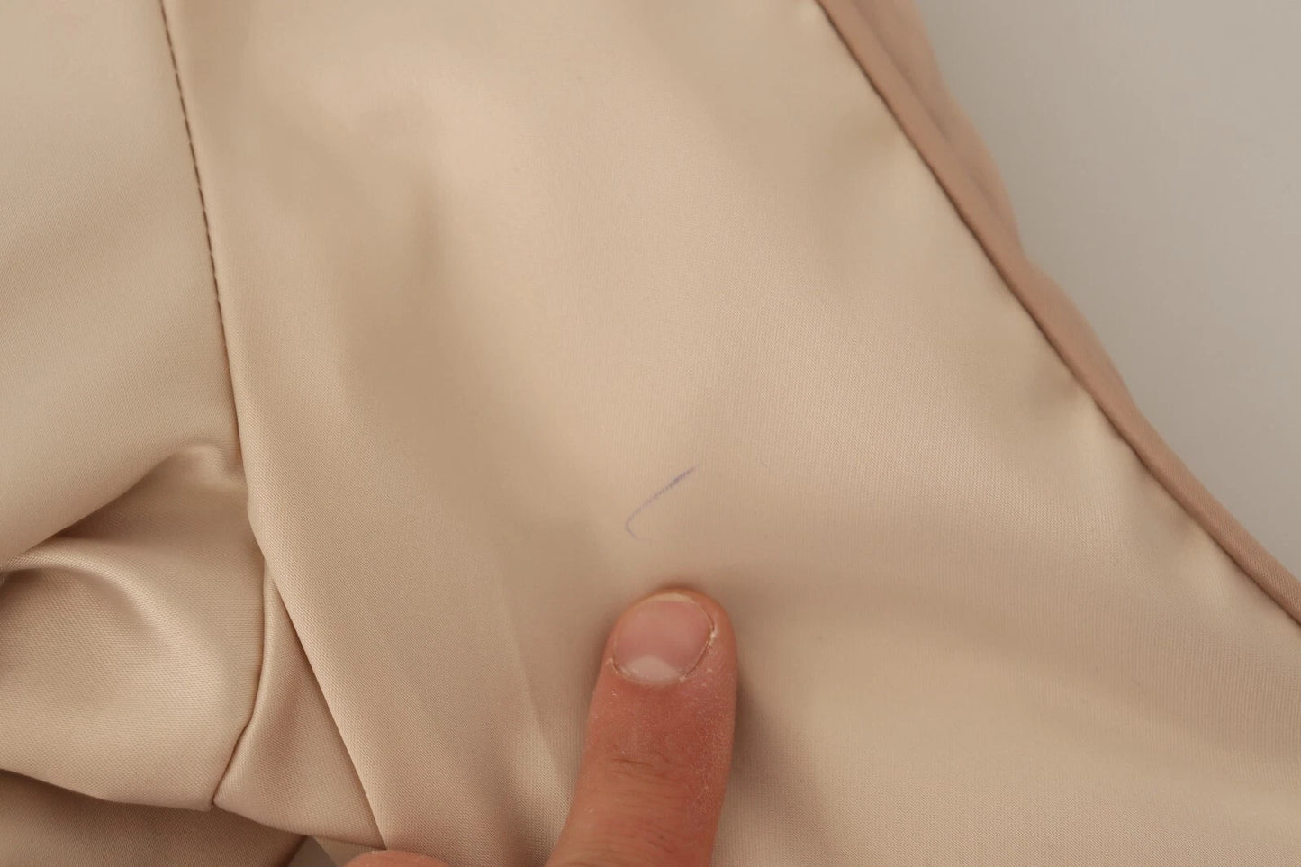 Bomber Full Zip Beige Long Sleeves Polyester Jacket