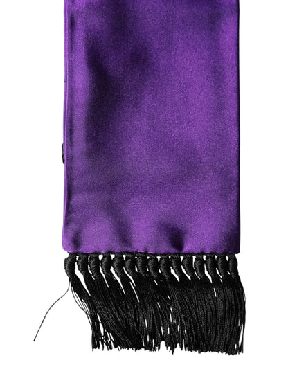Violet Silk Fringes Neck Wrap Foulard Scarf