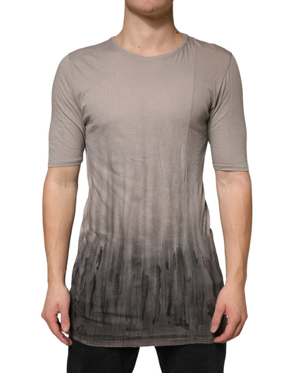 Gray Two Tone Cotton Round Neck Short Sleeves T-shirt