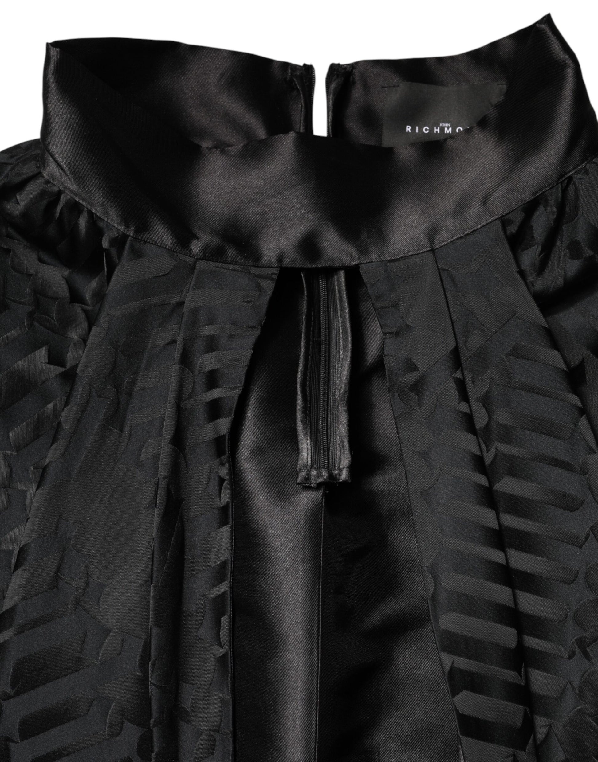 Black Jacquard Deep V-neck Sleeveless 2 Pc Dress