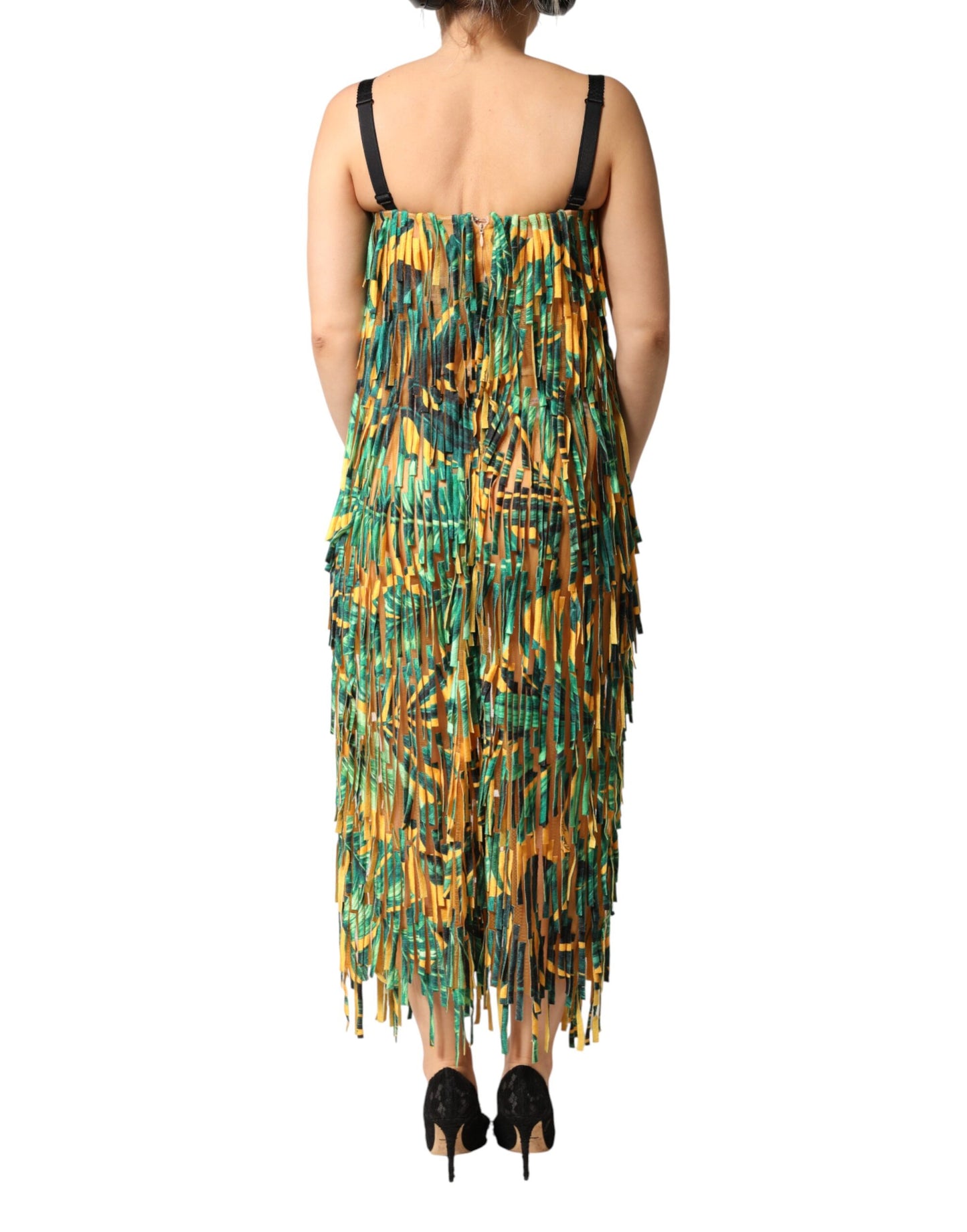 Multicolor Tropical Print Fringe Maxi Dress