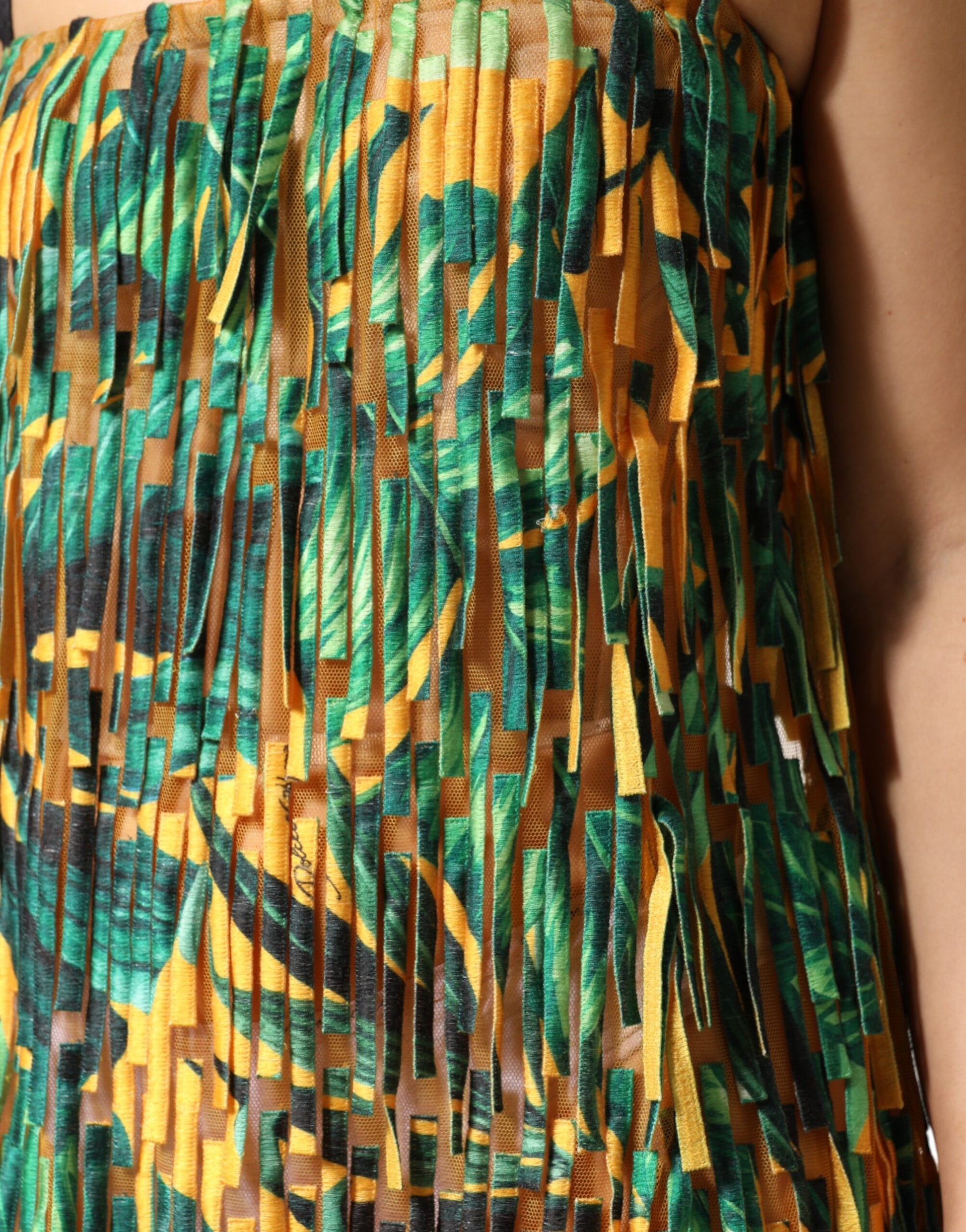 Multicolor Tropical Print Fringe Maxi Dress