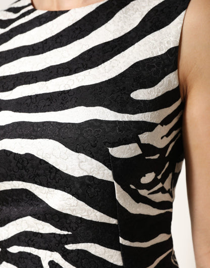 Black White Zebra Sleeveless A-line Dress