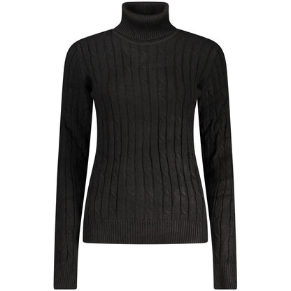 Black Viscose Women's Turtleneck Sweater