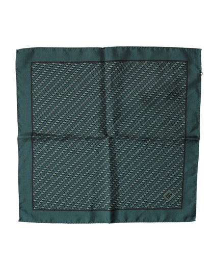 Dark Green Silk Patterned Handkerchief 32cm x 31cm Scarf
