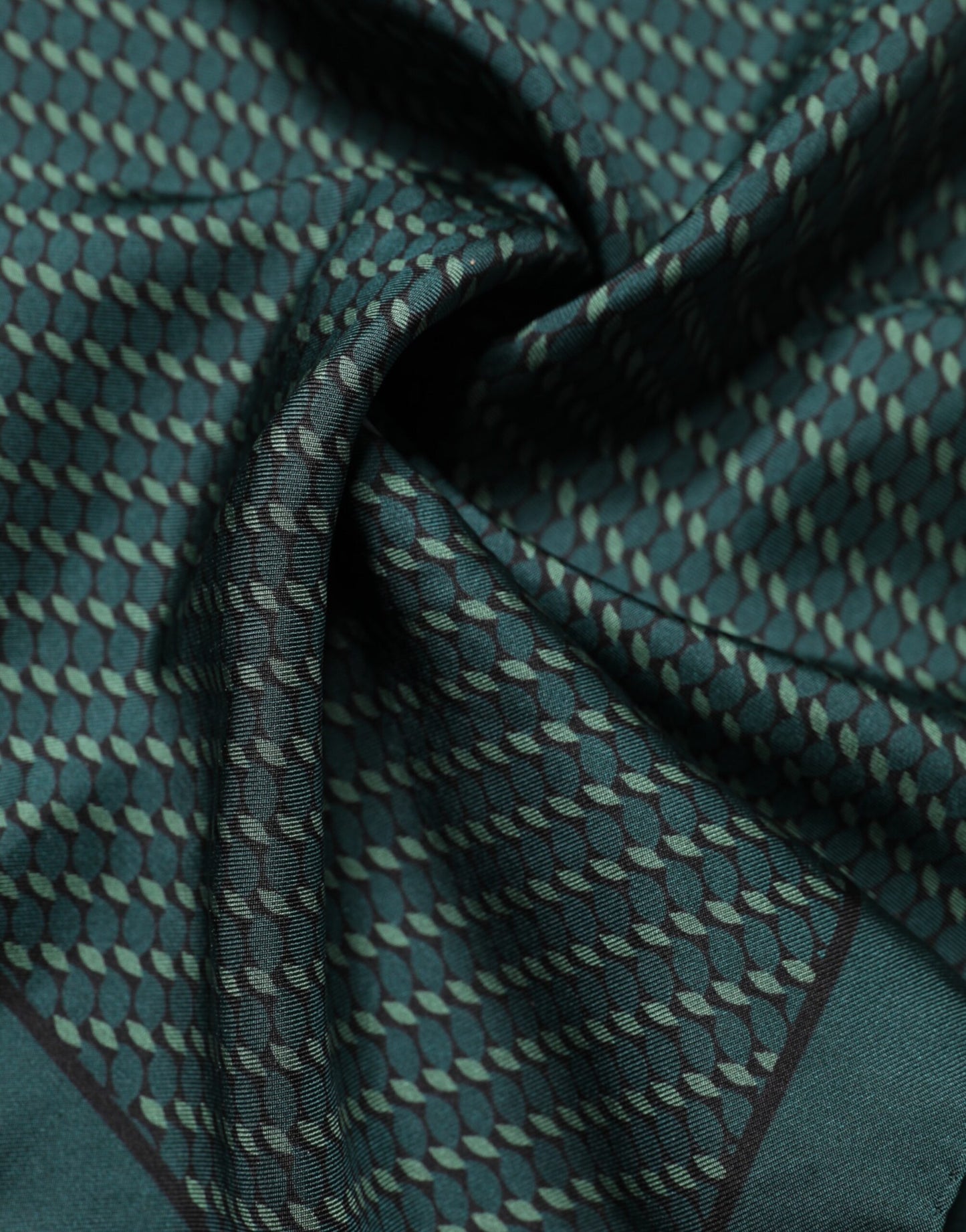 Dark Green Silk Patterned Handkerchief 32cm x 31cm Scarf