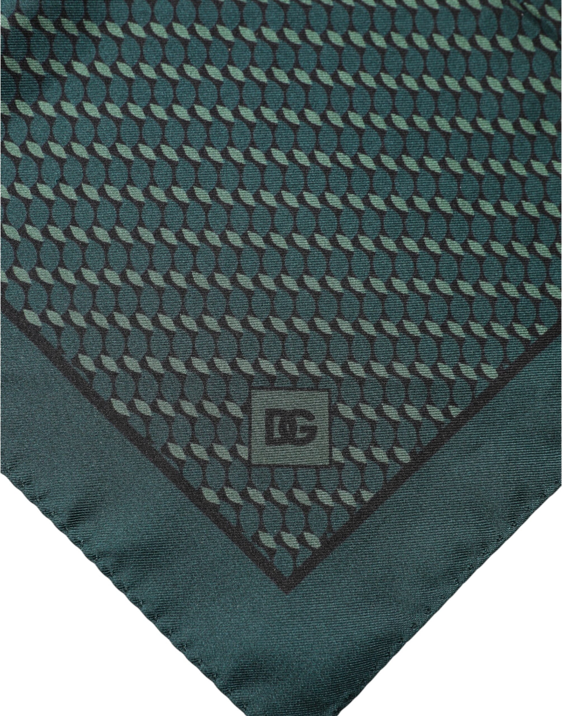 Dark Green Silk Patterned Handkerchief 32cm x 31cm Scarf