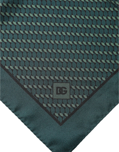 Dark Green Silk Patterned Handkerchief 32cm x 31cm Scarf