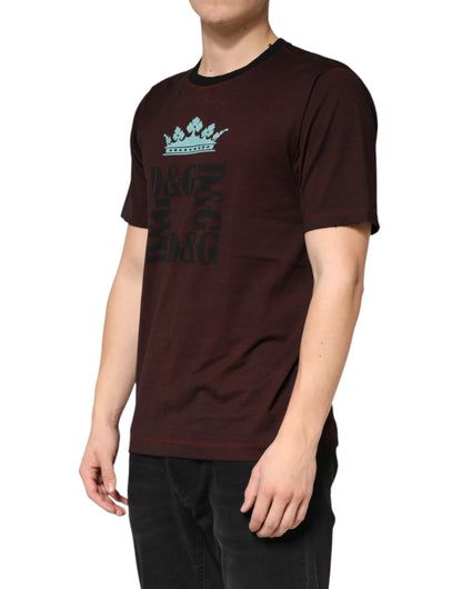 Maroon DG Crown Cotton Crew Neck Men T-shirt