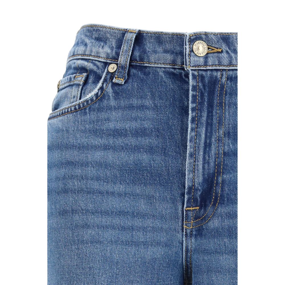 Blue Cotton Flared Jeans